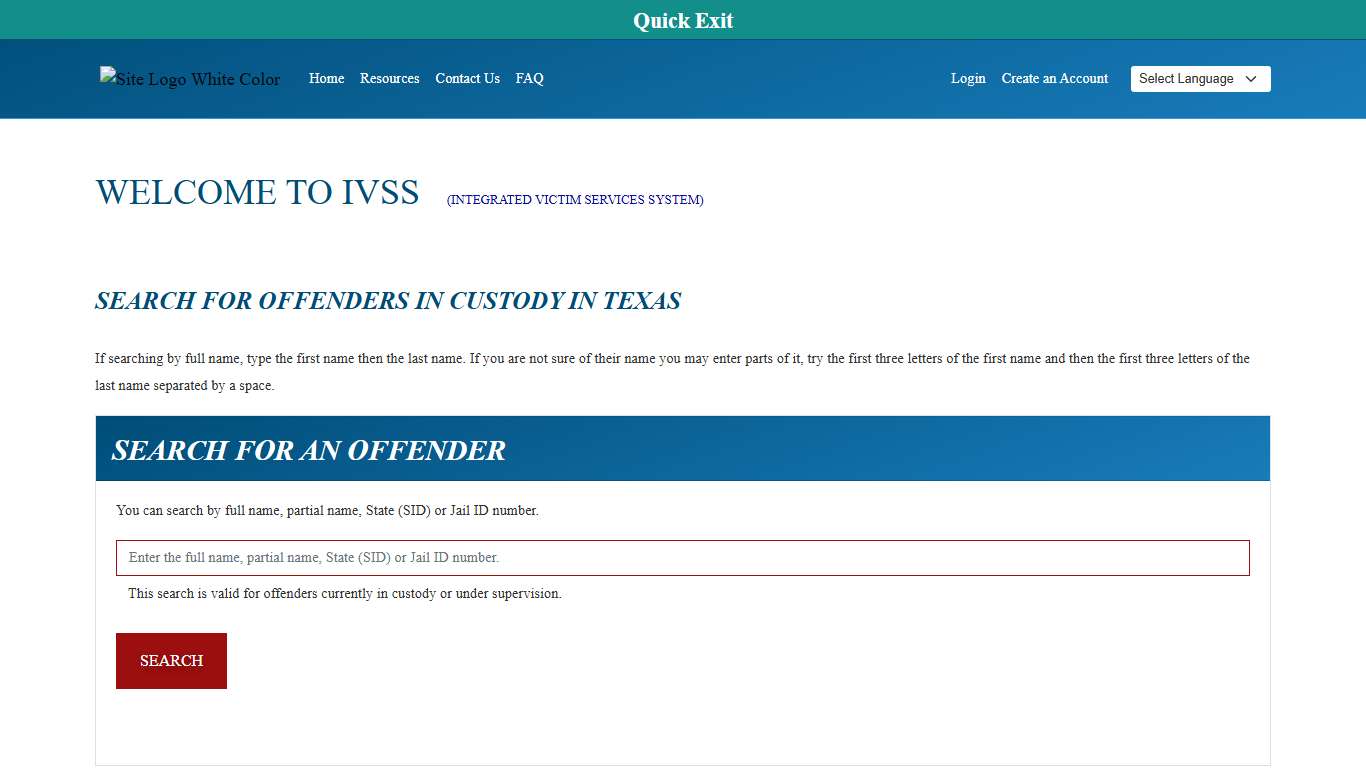 Welcome To Integrated Victim Services System (IVSS)